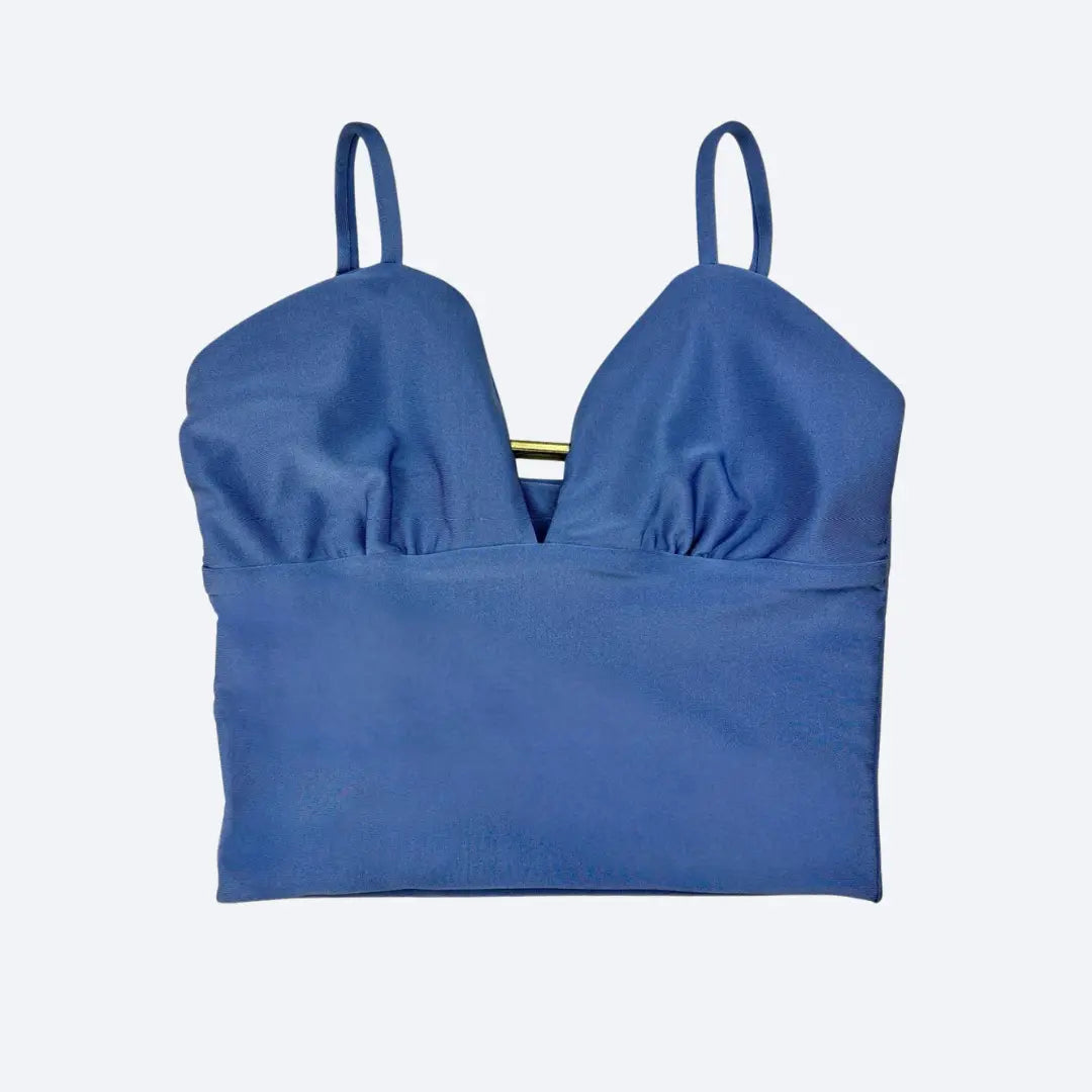 Iara Sky Blue Crop Top with Gold Detail My Store