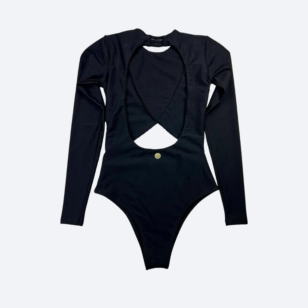 Essenza Asymmetric Long-Sleeve Bodysuit – Sculpting Brazilian Athleisure with UV Protection