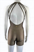 Sculpting Open-Back Jumpsuit for Women – Black & Taupe | Athleisure One-Piece