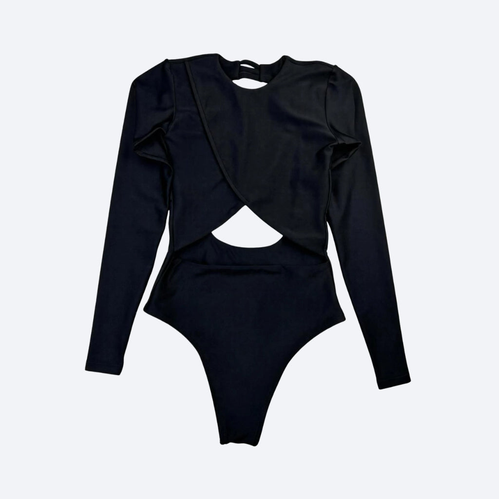 Essenza Asymmetric Long-Sleeve Bodysuit – Sculpting Brazilian Athleisure with UV Protection