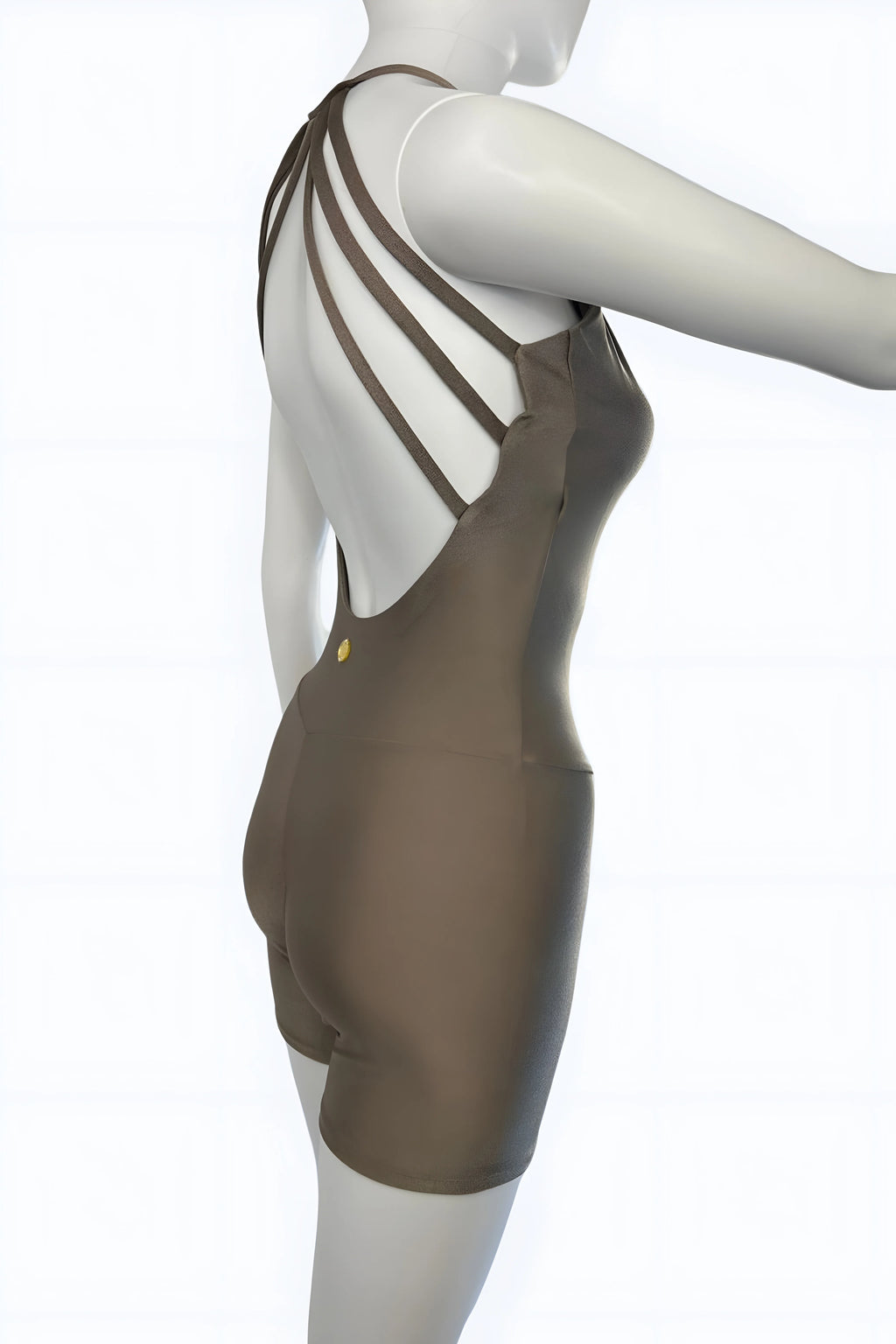 Sculpting Open-Back Jumpsuit for Women – Black & Taupe | Athleisure One-Piece