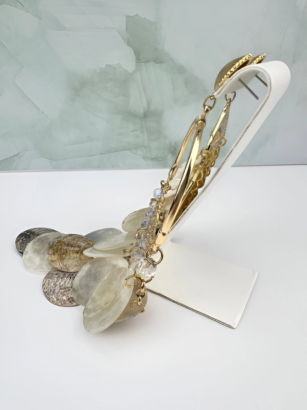 Gold-Plated Seashell & Mother of Pearl Earrings Handcrafted Brazilian Coastal Jewelry