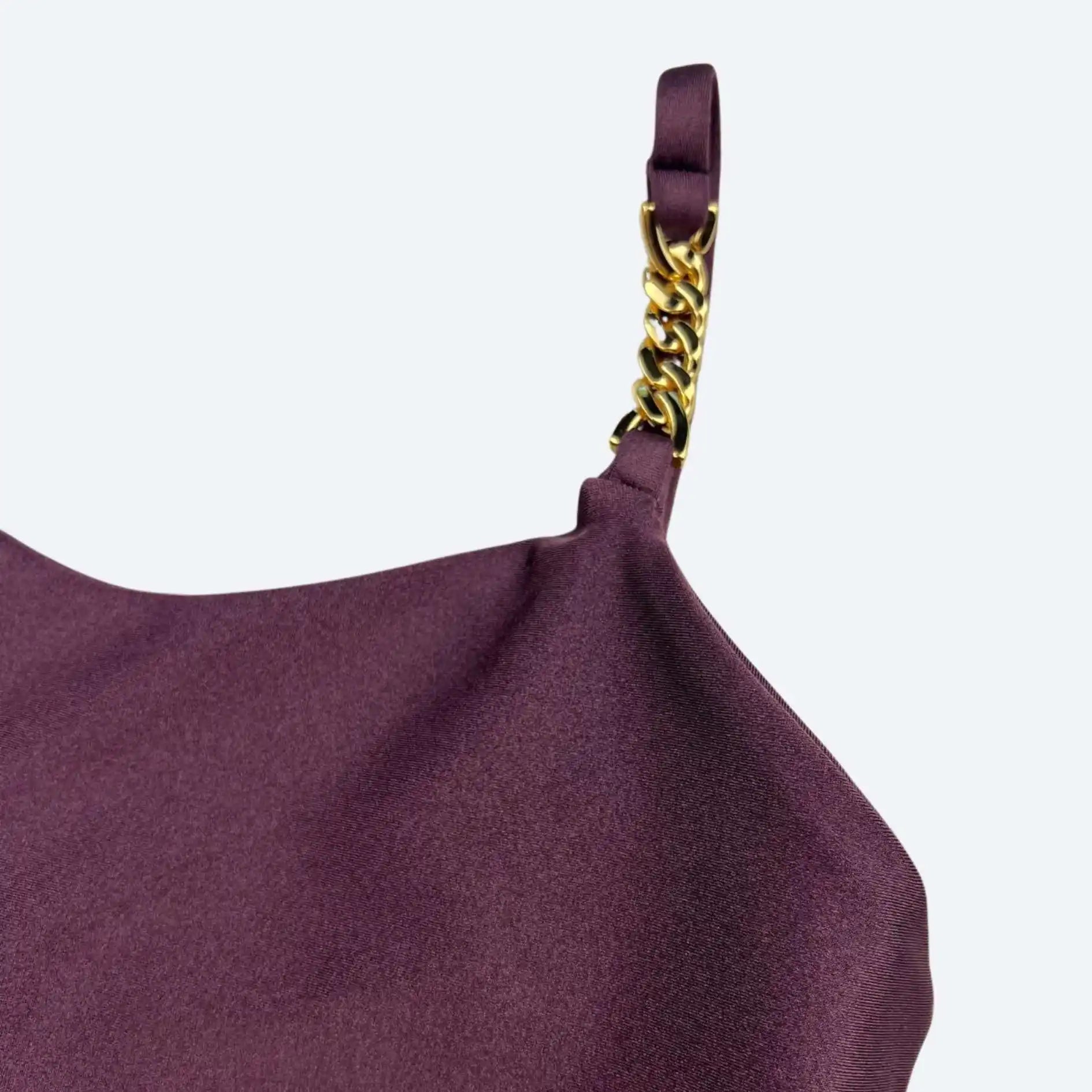 Irina Taupe Purple Sculpt Fit Crop Top with Gold Chain Straps