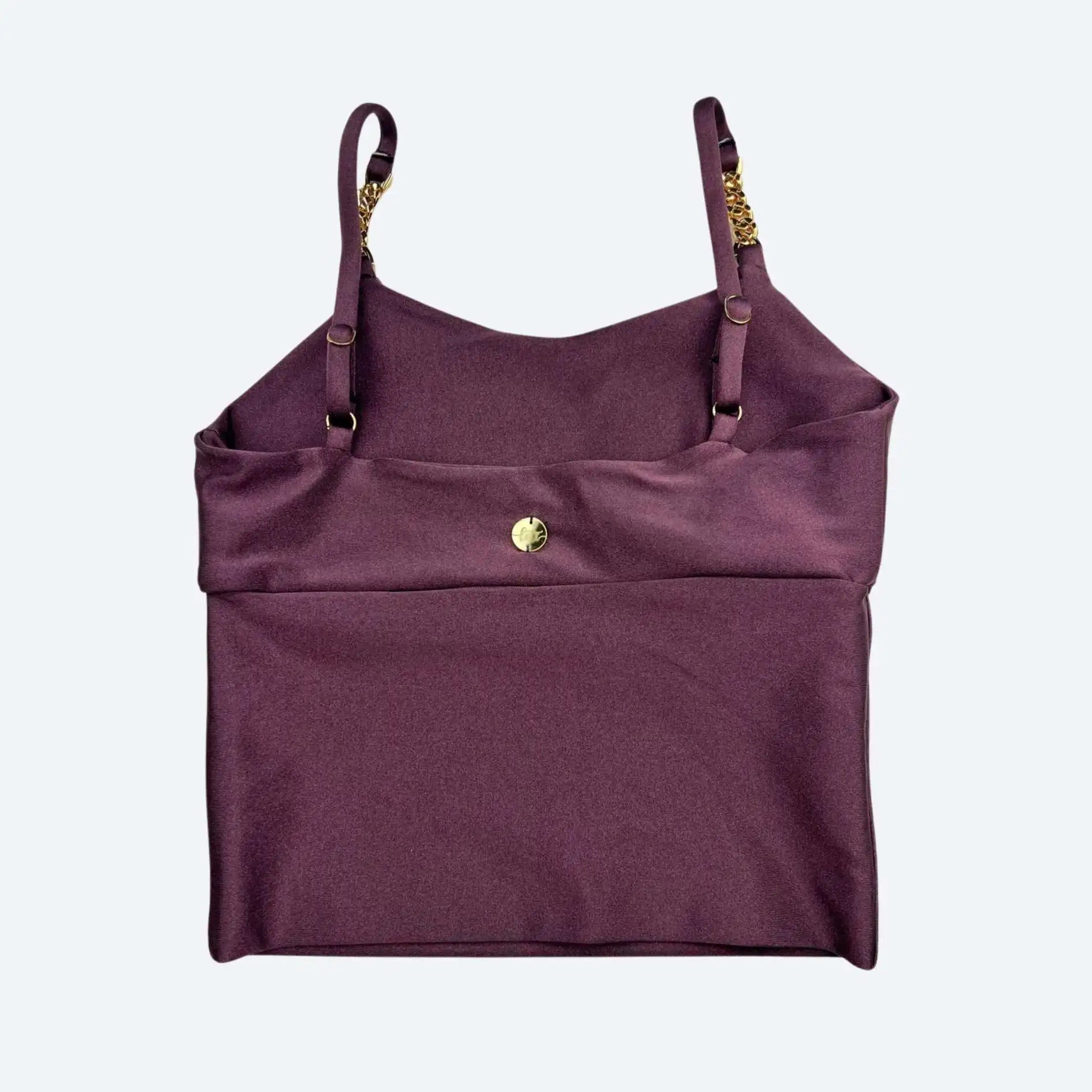 Irina Taupe Purple Sculpt Fit Crop Top with Gold Chain Straps