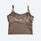 Irina Dark Taupe Sculpt Fit Crop Top with Gold Chain Straps
