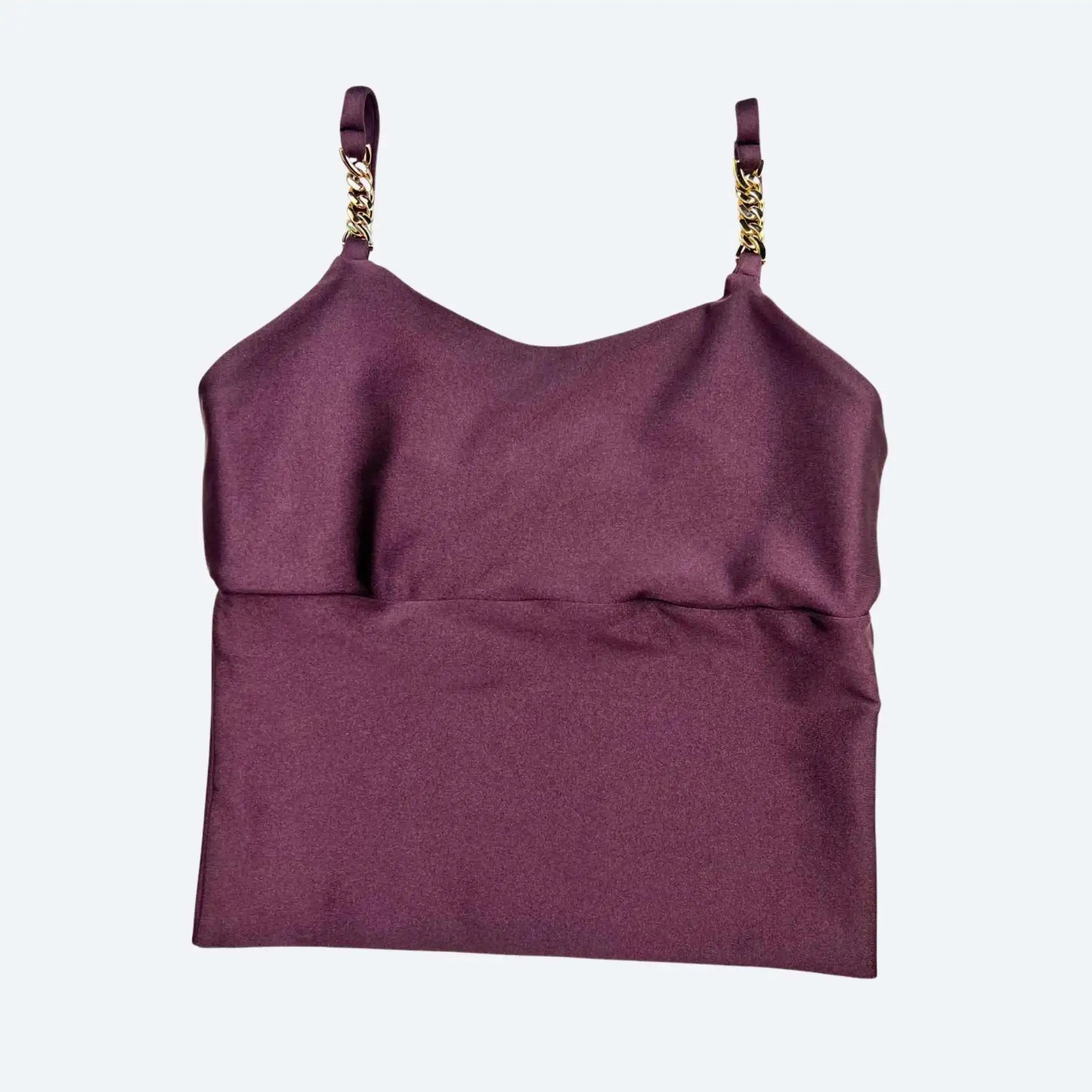 Irina Taupe Purple Sculpt Fit Crop Top with Gold Chain Straps