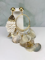 Gold-Plated Seashell & Mother of Pearl Earrings Handcrafted Brazilian Coastal Jewelry