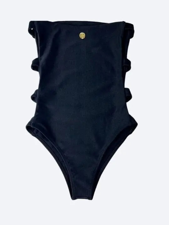 Duna Gold Side Button Black One Piece Brazilian Swimsuit My Store