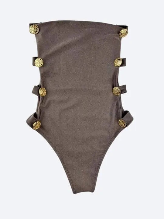 Duna Gold Side Button Fendi One Piece Brazilian Swimsuit My Store