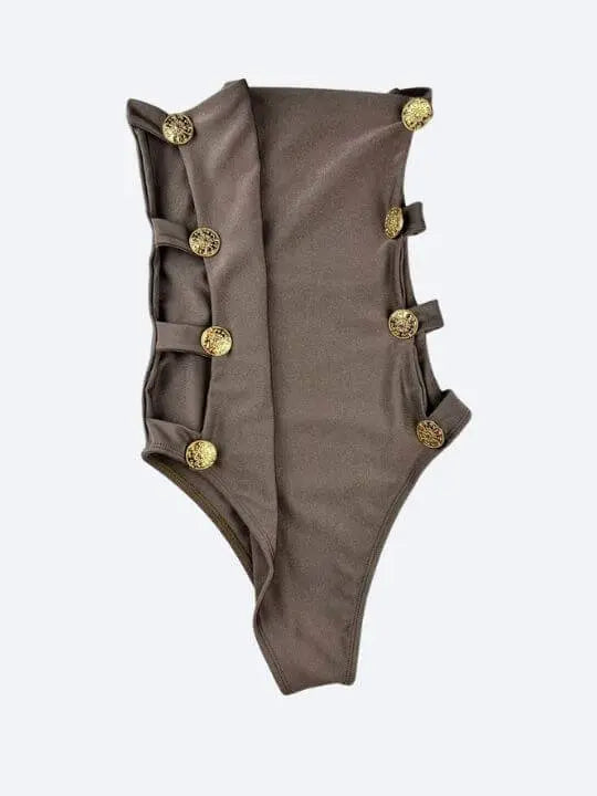 Duna Gold Side Button Fendi One Piece Brazilian Swimsuit My Store
