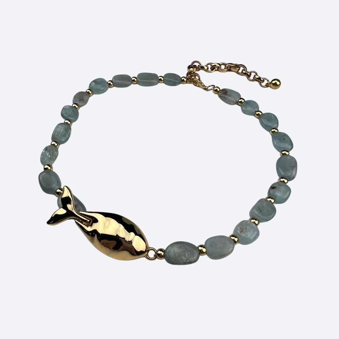 Gold Fish Choker Handcrafted Brazilian Coastal Jewelry