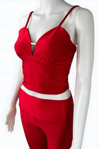 Iara Red Christmas Crop Top with Gold Detail