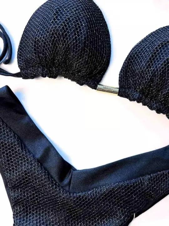 Genova Gold Shimmery Black Brazilian Bikini with Triangle Top My Store
