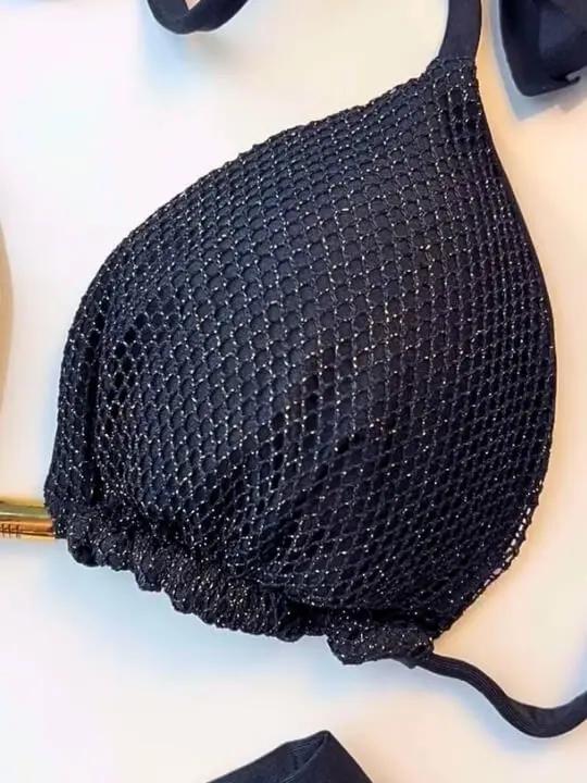 Genova Gold Shimmery Black Brazilian Bikini with Triangle Top My Store