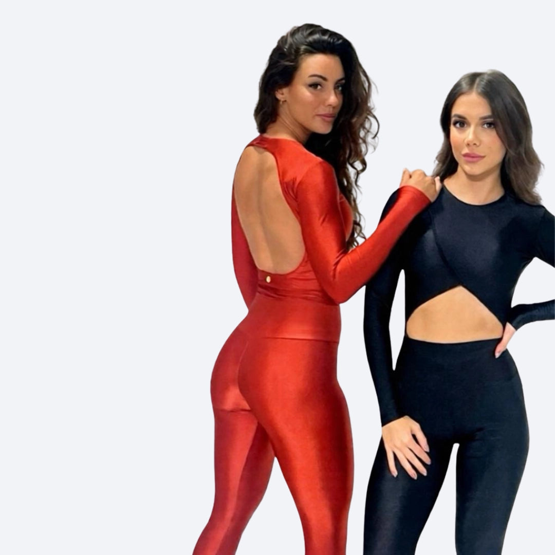 Essenza Asymmetric Long-Sleeve Bodysuit – Sculpting Brazilian Athleisure with UV Protection