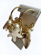 Luxury Coastal Statement Earrings – Gold Shell, Pearl & Starfish Design | Rio Essenza