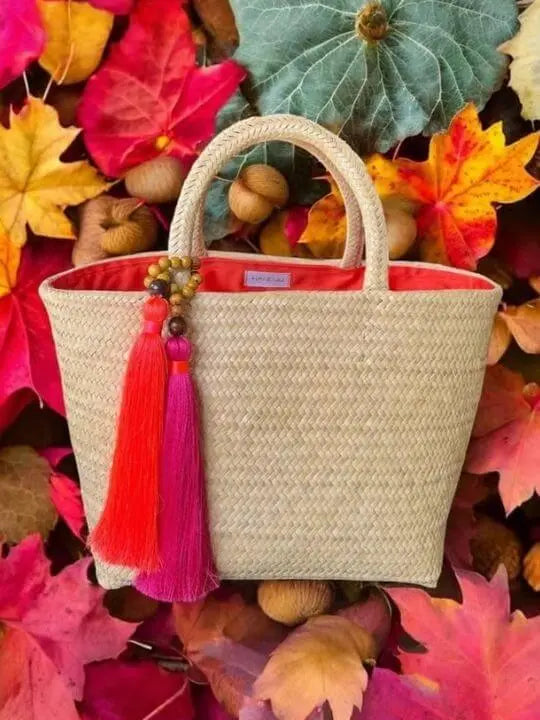Borogodó Tote Natural Orange Artisan Straw Bag My Store