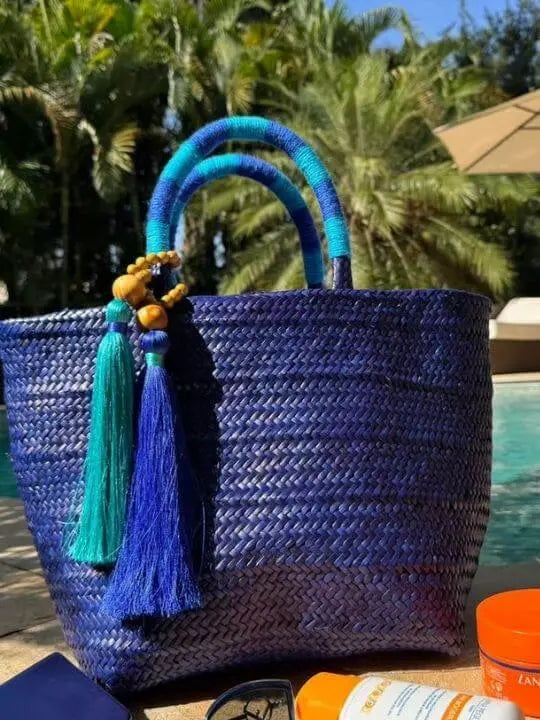 Borogodó Tote Blue Artisan Straw Bag My Store