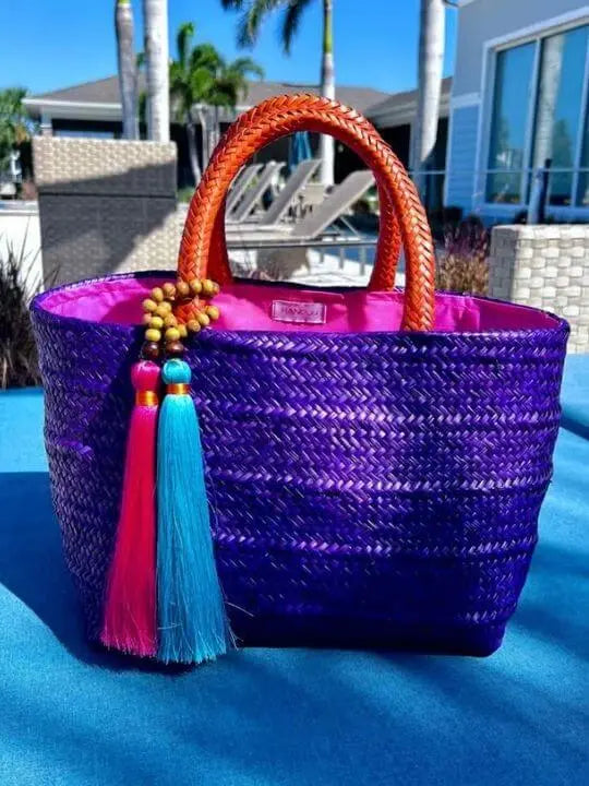 Borogodó Tote Purple Artisan Straw Bag My Store
