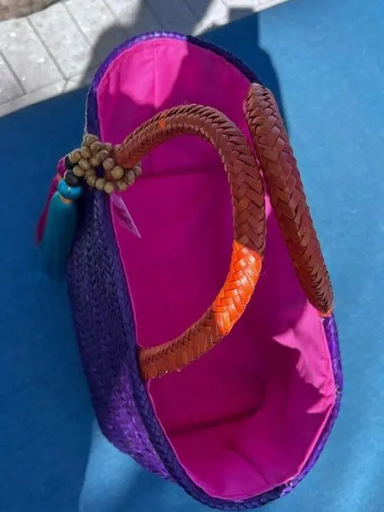 Borogodó Tote Purple Artisan Straw Bag My Store