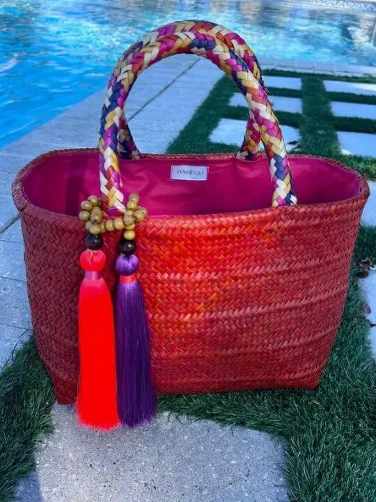 Borogodó Tote Orange Pink Artisan Straw Bag My Store