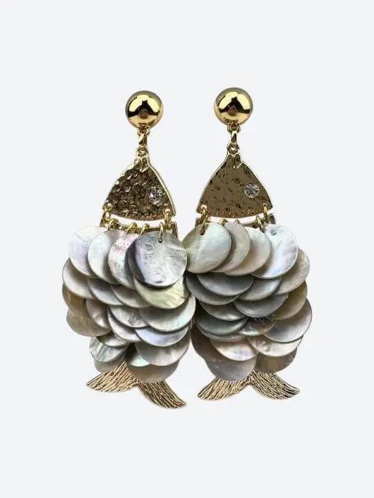 Scales of Pearl Fish Earrings Handcrafted Brazilian Coastal Jewelry My Store