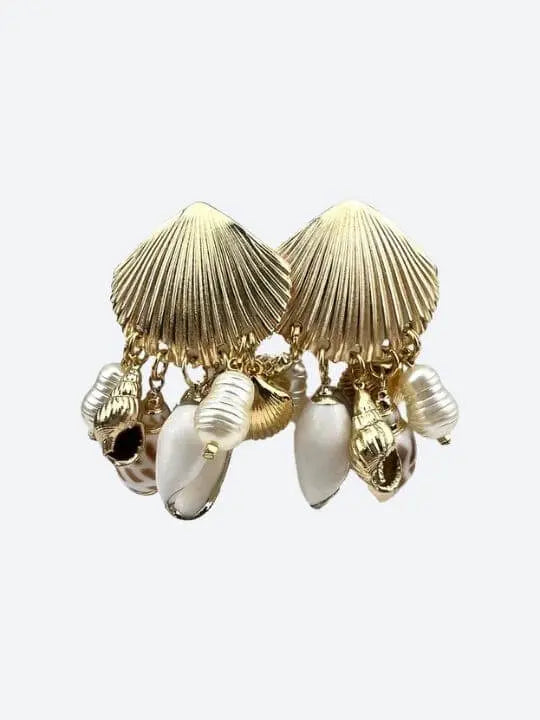 White & Gold Shell Earrings Handcrafted Brazilian Coastal Jewelry My Store