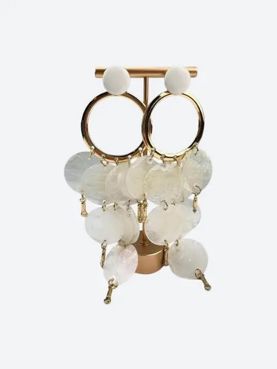 Gold Mother-of-Pearl Cascade Earrings Handcrafted Brazilian Coastal Jewelry My Store
