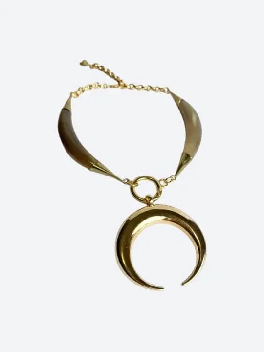 Horn Necklace Golden & Brown Handcrafted Brazilian Coastal Jewelry My Store