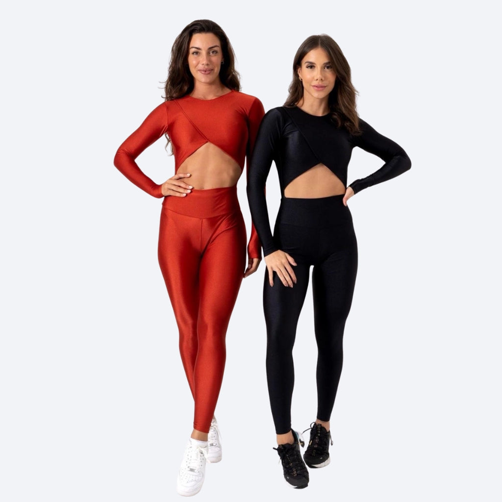 Essenza Asymmetric Long-Sleeve Bodysuit – Sculpting Brazilian Athleisure with UV Protection