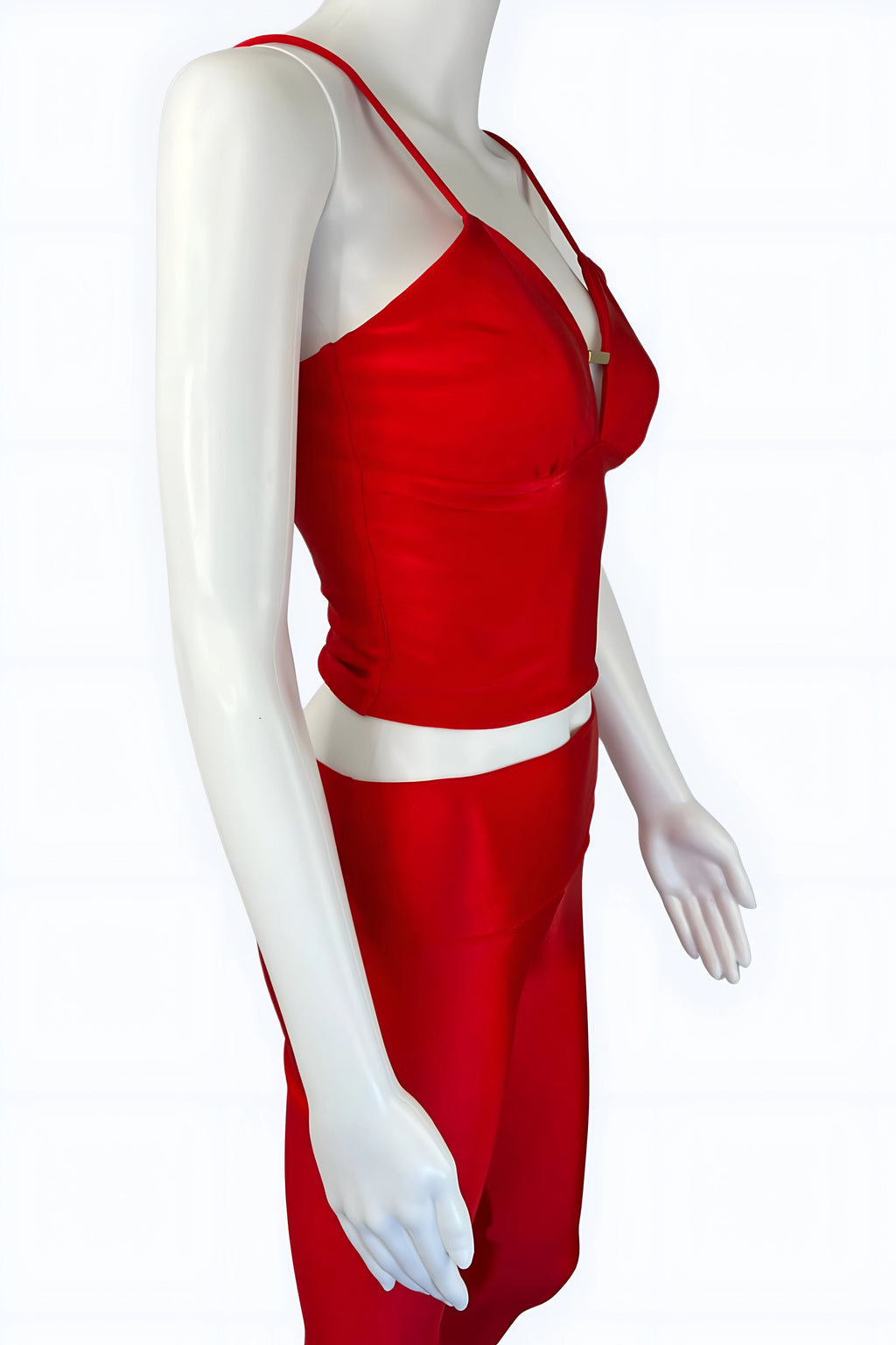 Iara Red Christmas Crop Top with Gold Detail