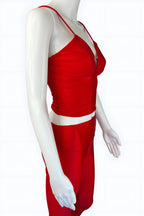Iara Red Christmas Crop Top with Gold Detail