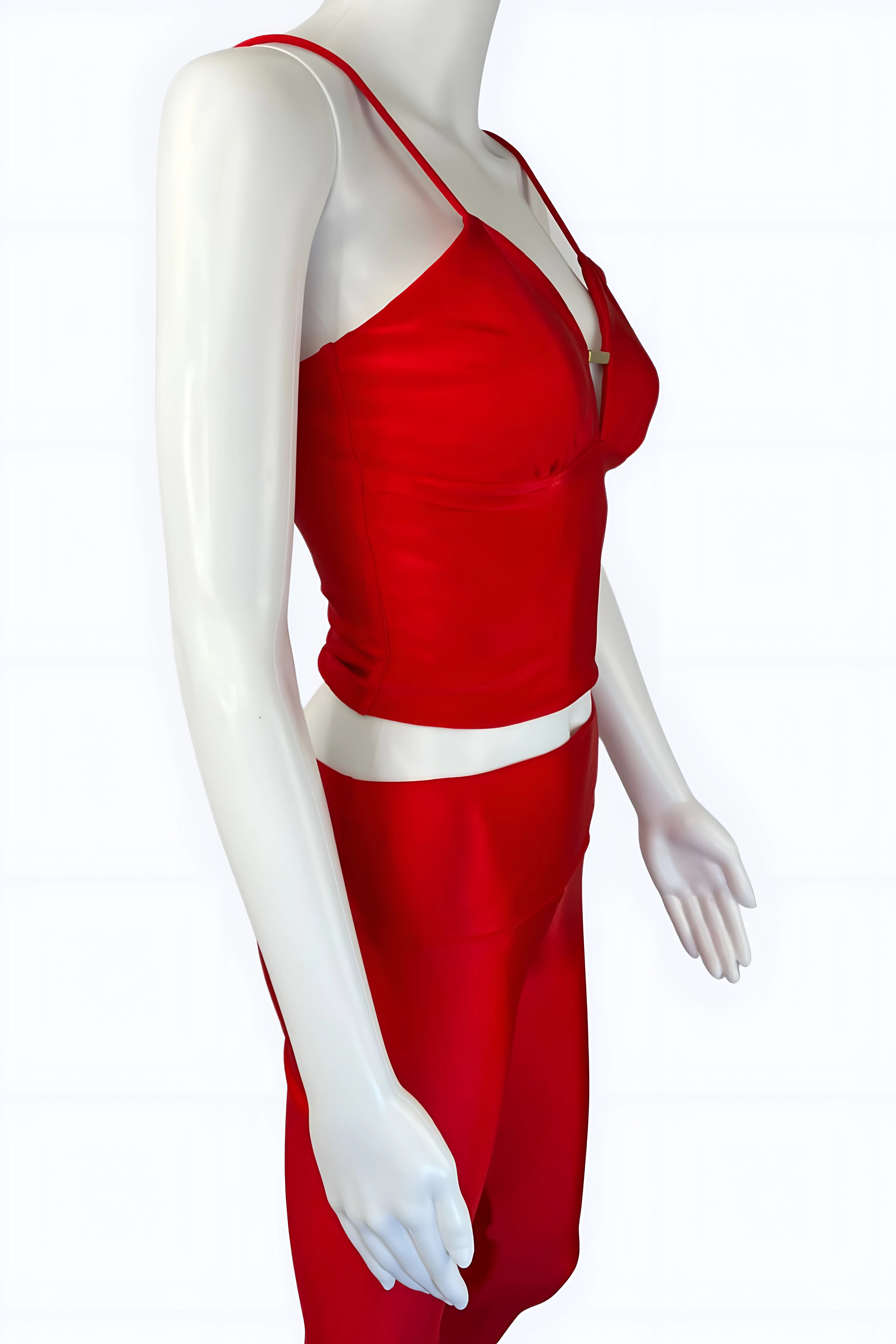 Iara Red Christmas Crop Top with Gold Detail