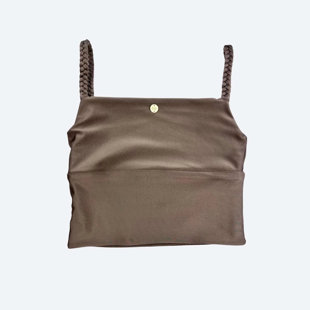 Helena Dark Taupe Braided Bliss Gym Crop Top