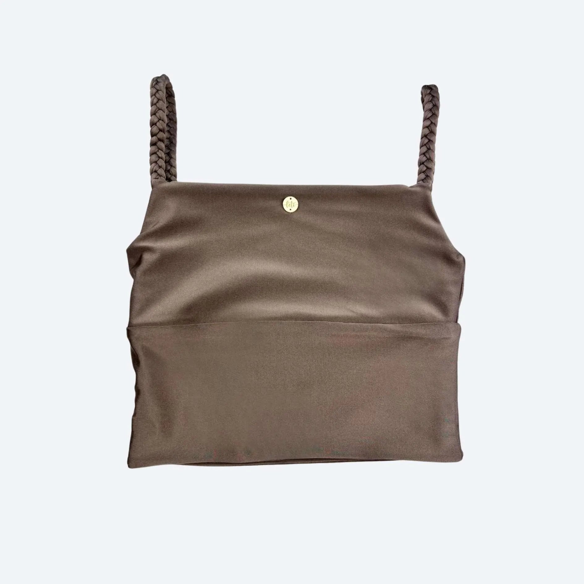 Helena Dark Taupe Braided Bliss Gym Crop Top