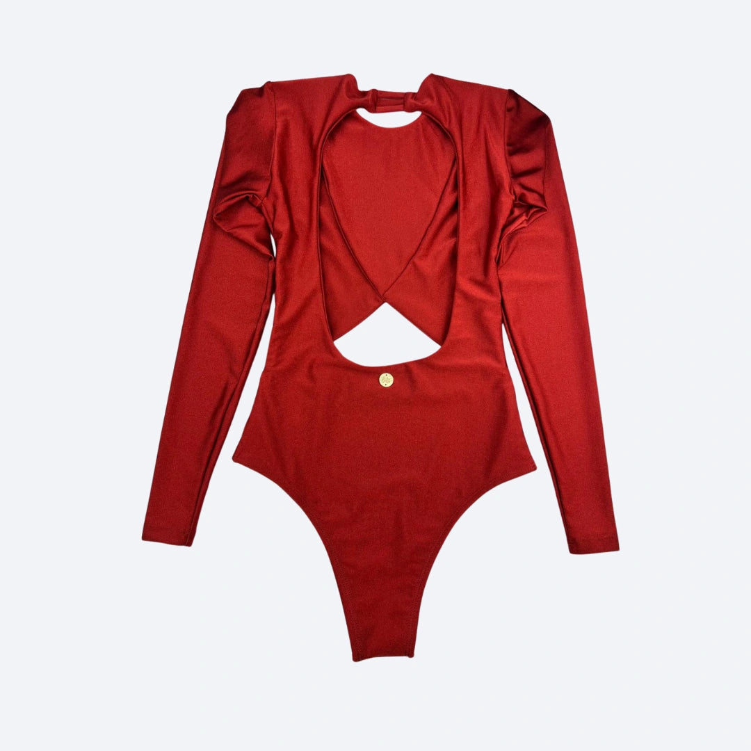 Essenza Asymmetric Long-Sleeve Bodysuit – Sculpting Brazilian Athleisure with UV Protection