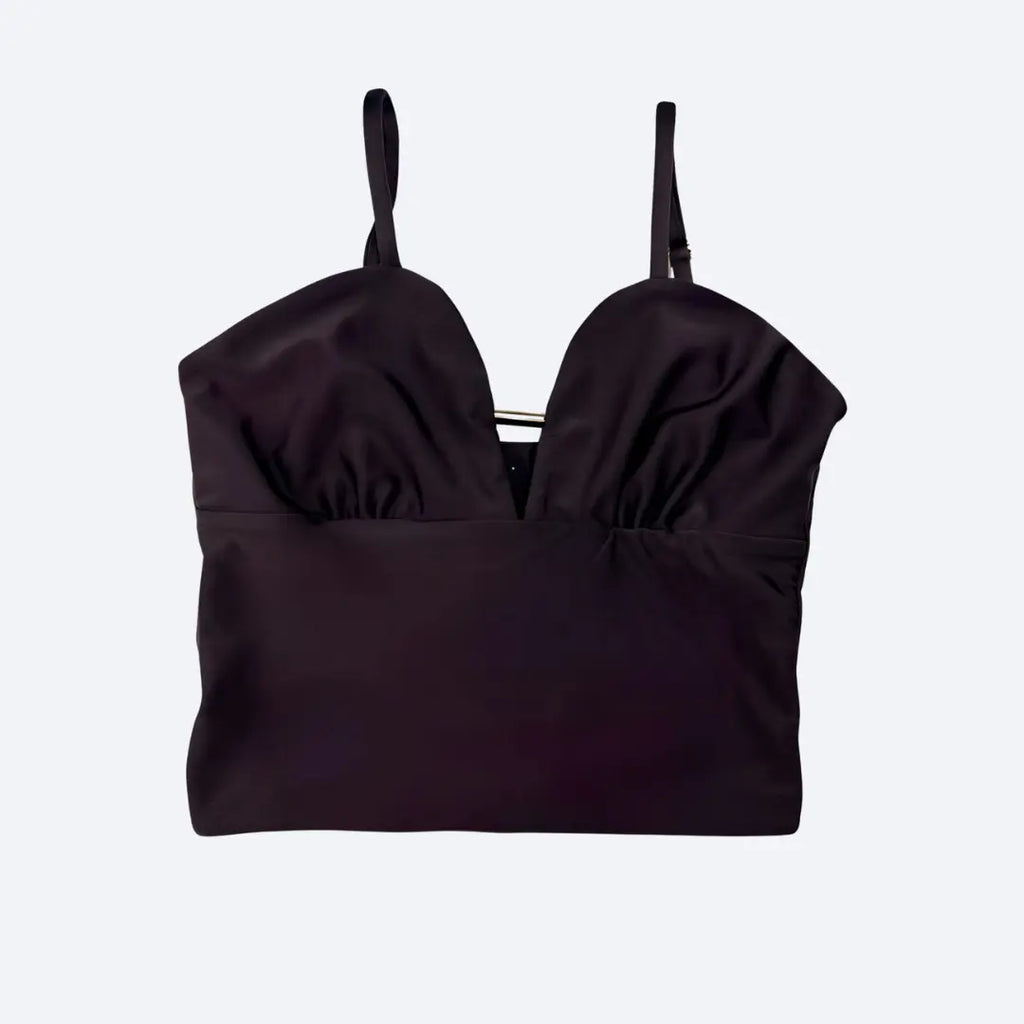 Iara Espresso Crop Top with Gold Detail My Store