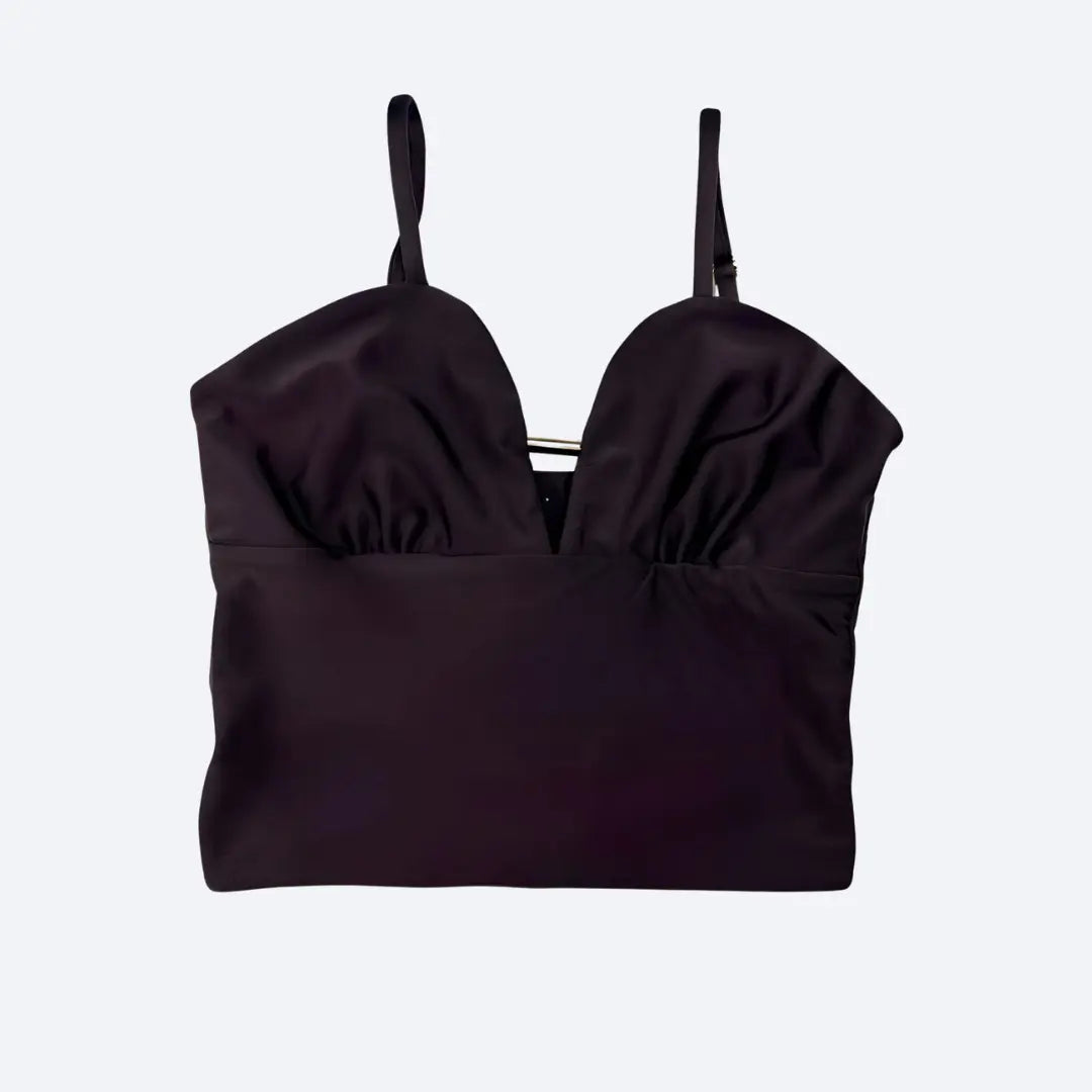 Iara Espresso Crop Top with Gold Detail My Store