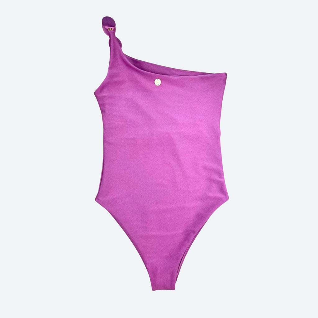 Luna Mauve Pink One-Shoulder Beaded Strap Bodysuit