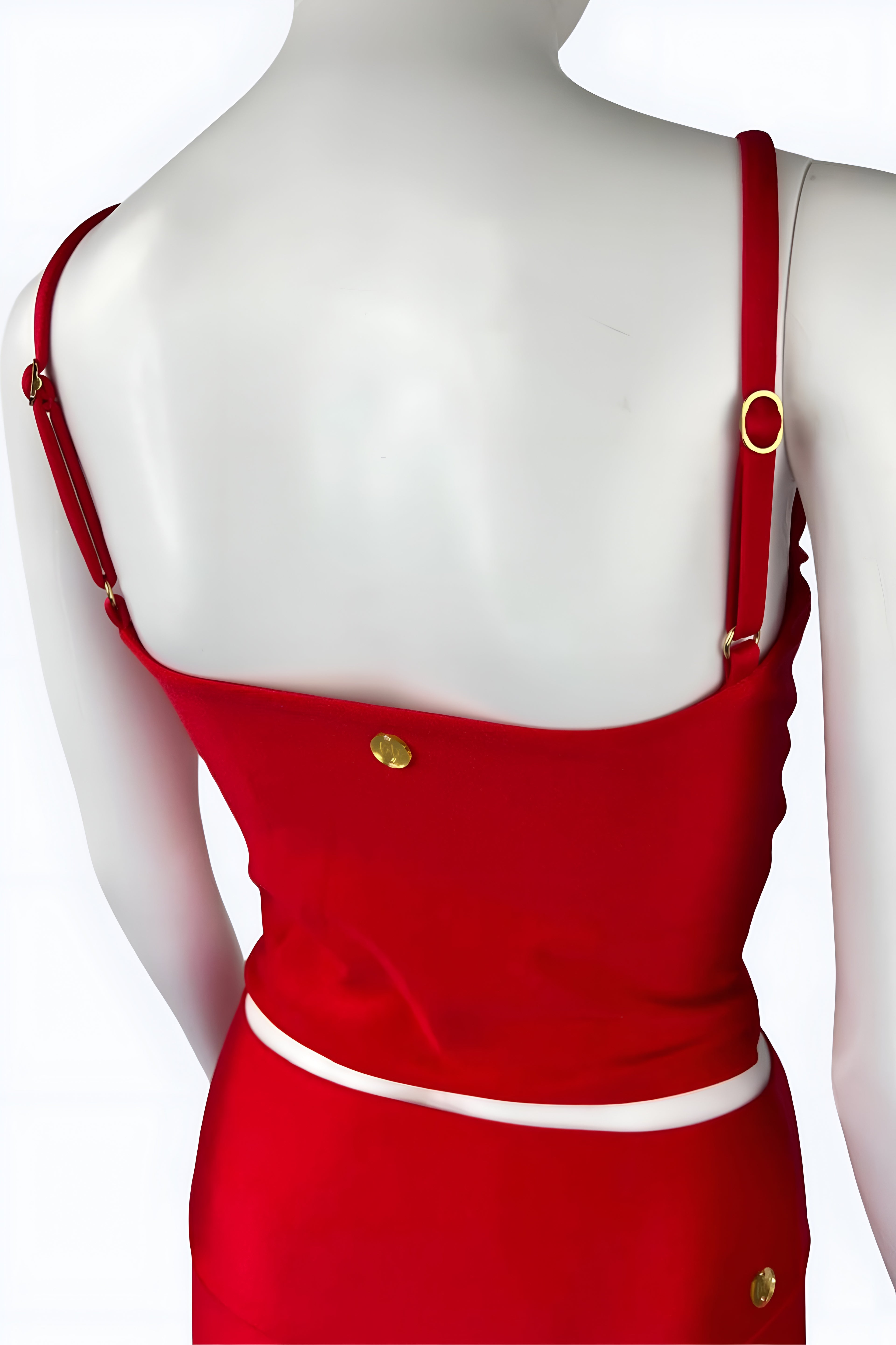 Iara Red Christmas Crop Top with Gold Detail