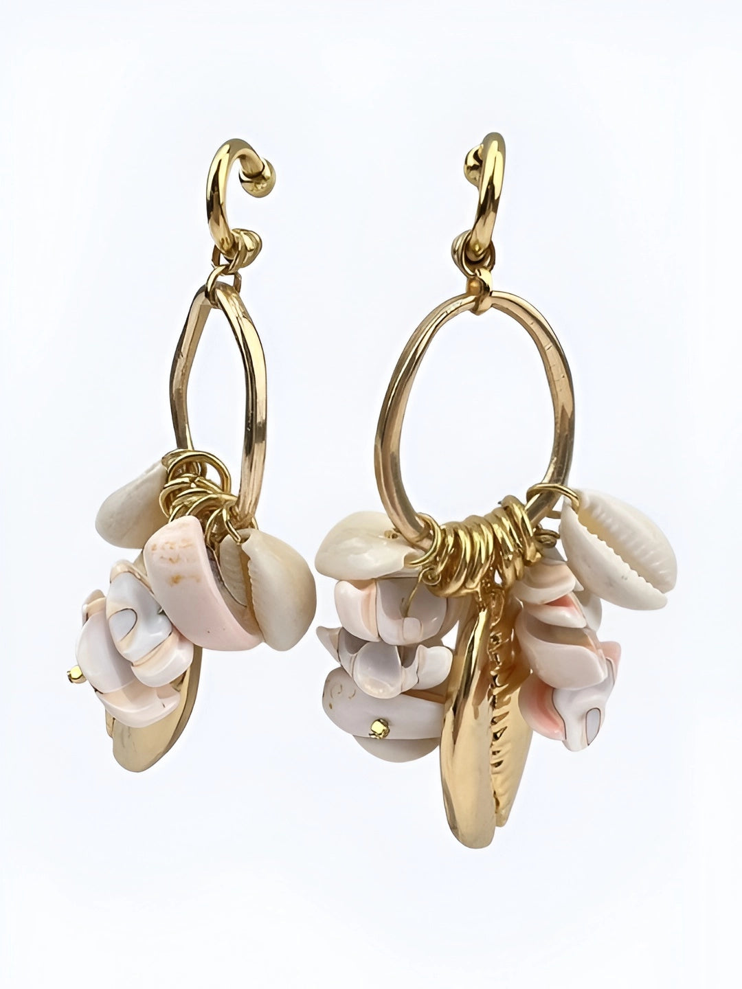 Gold Cowrie Shell Hoop Earrings – Refined Coastal Statement