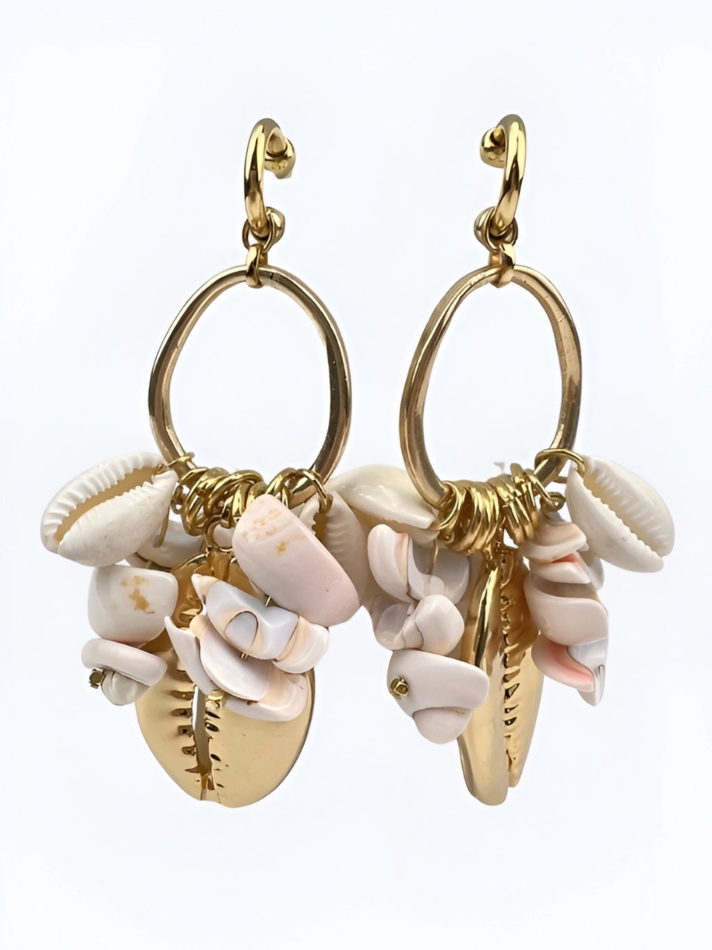 Gold Cowrie Shell Hoop Earrings – Refined Coastal Statement