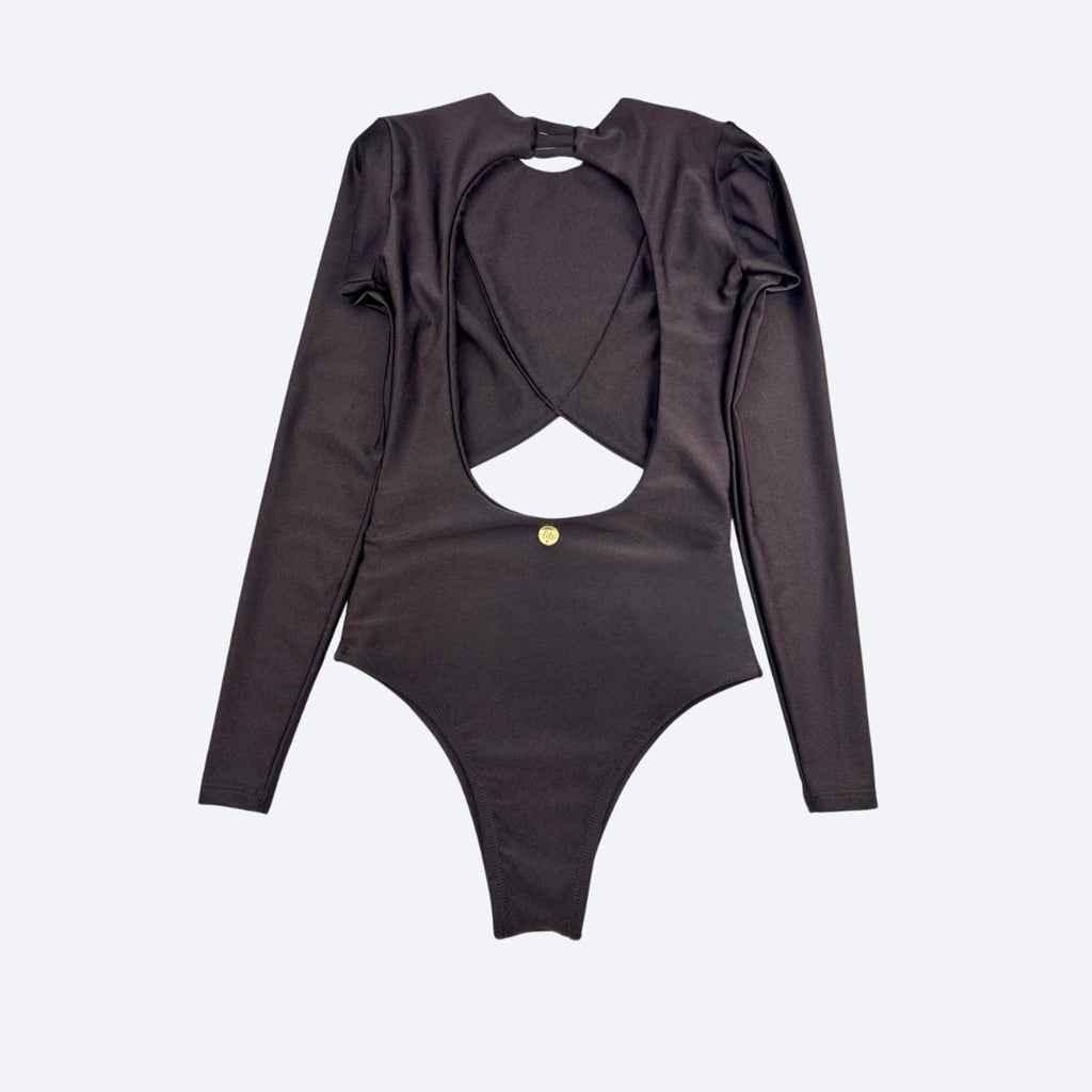 Essenza Asymmetric Long-Sleeve Bodysuit – Sculpting Brazilian Athleisure with UV Protection