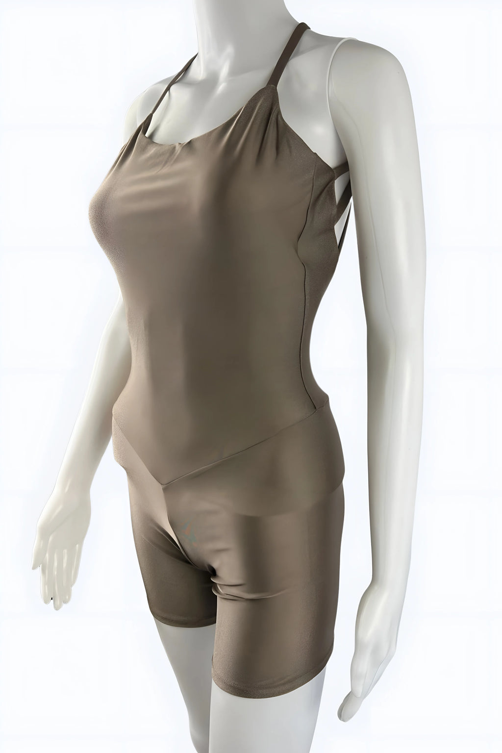 Sculpting Open-Back Jumpsuit for Women – Black & Taupe | Athleisure One-Piece