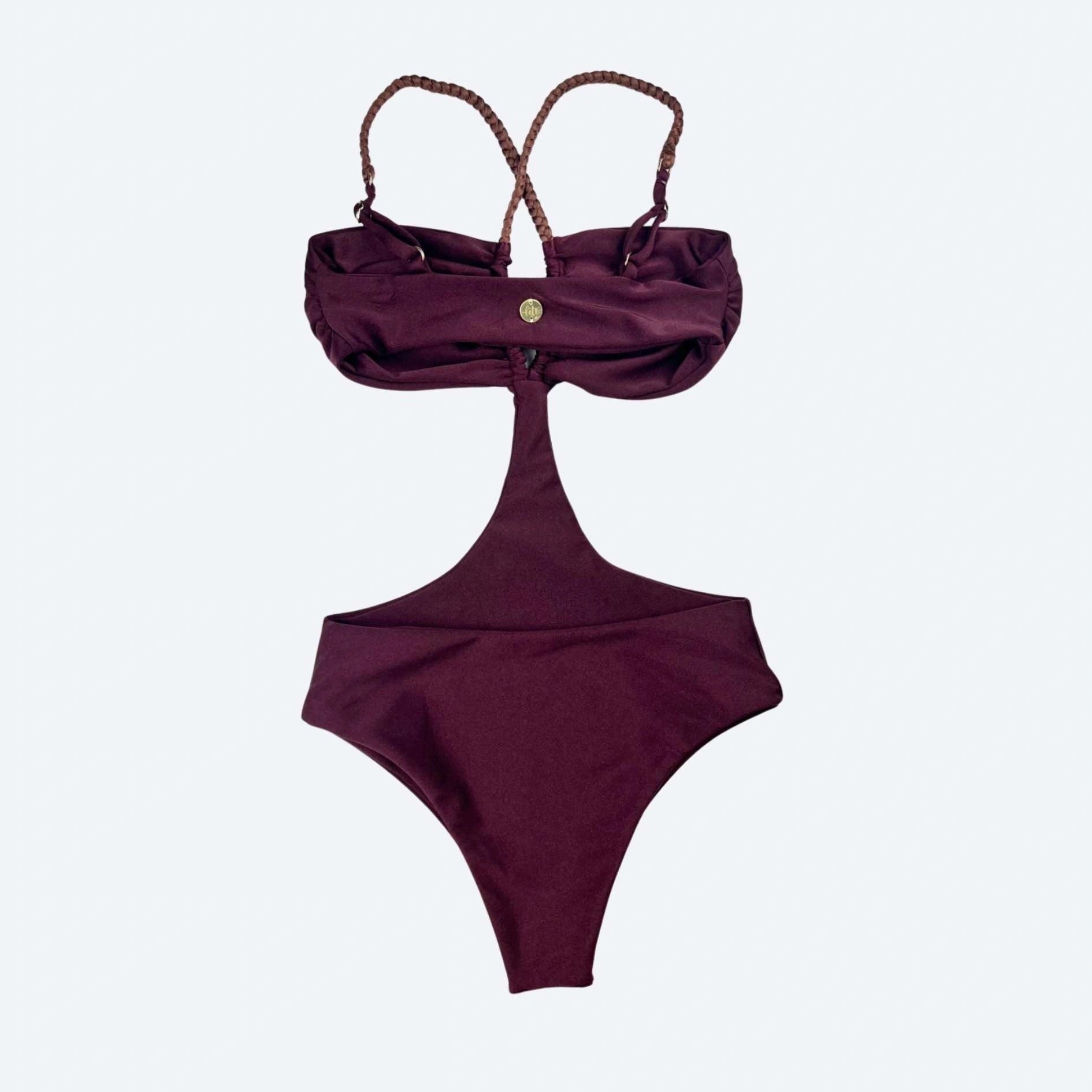 Bali Monokini Braided Straps Maroon — Brazilian One Piece Fitness Swimsuit