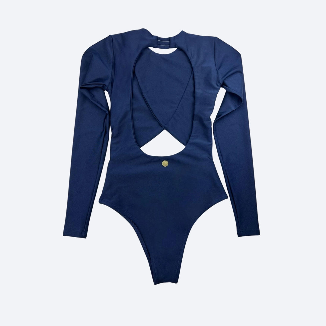 Essenza Asymmetric Long-Sleeve Bodysuit – Sculpting Brazilian Athleisure with UV Protection