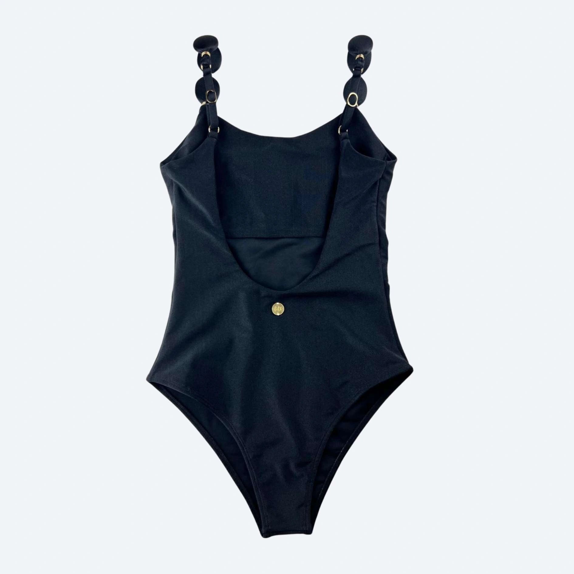 Amalfi Black One Piece with Beaded Straps and Gold Details