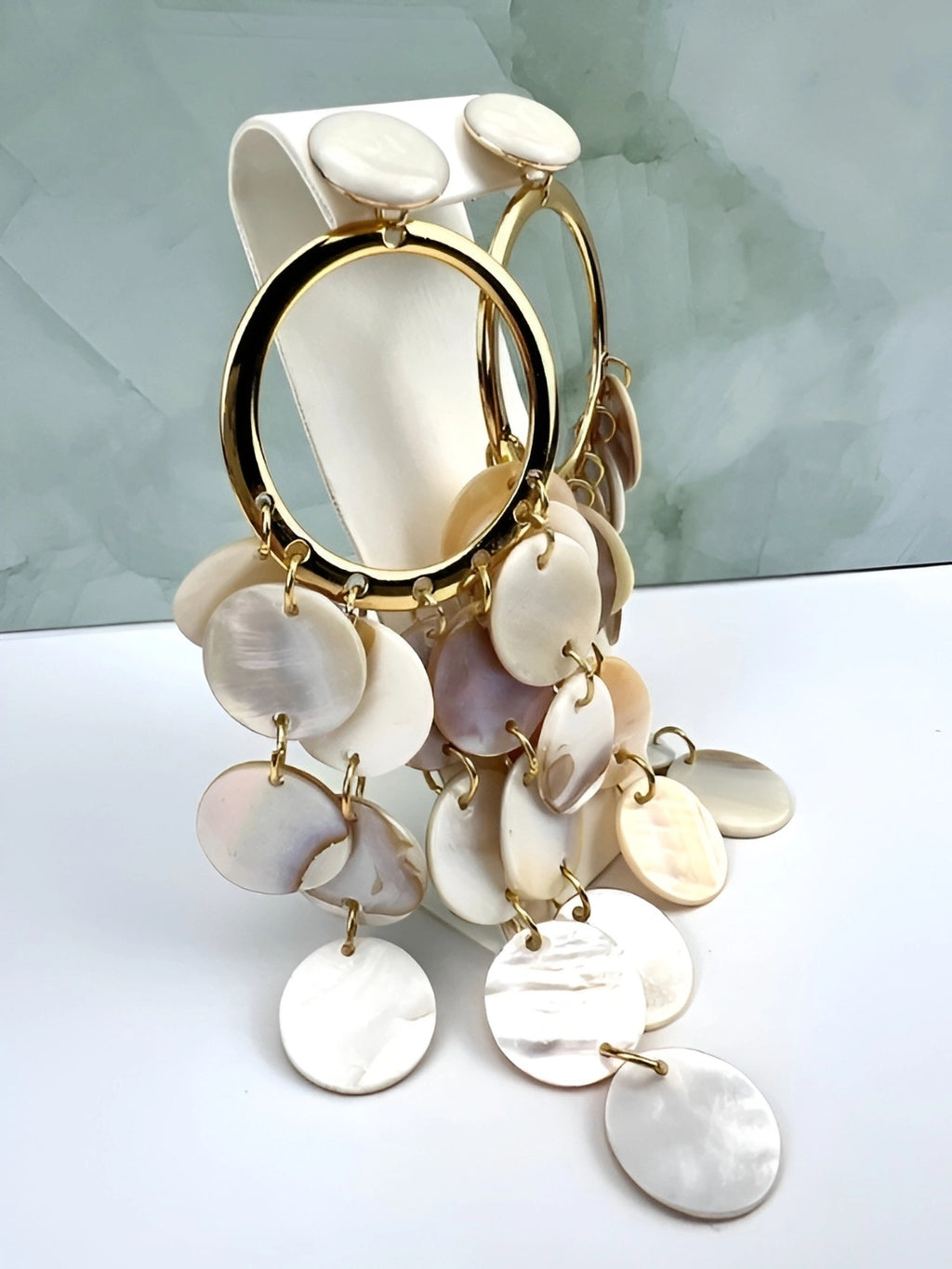 Tidefall Mother-of-Pearl Cascade Earrings Handcrafted Lightweight Coastal Jewelry