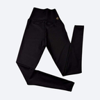 Black Fitness leggings with a brand logo on a light gray background