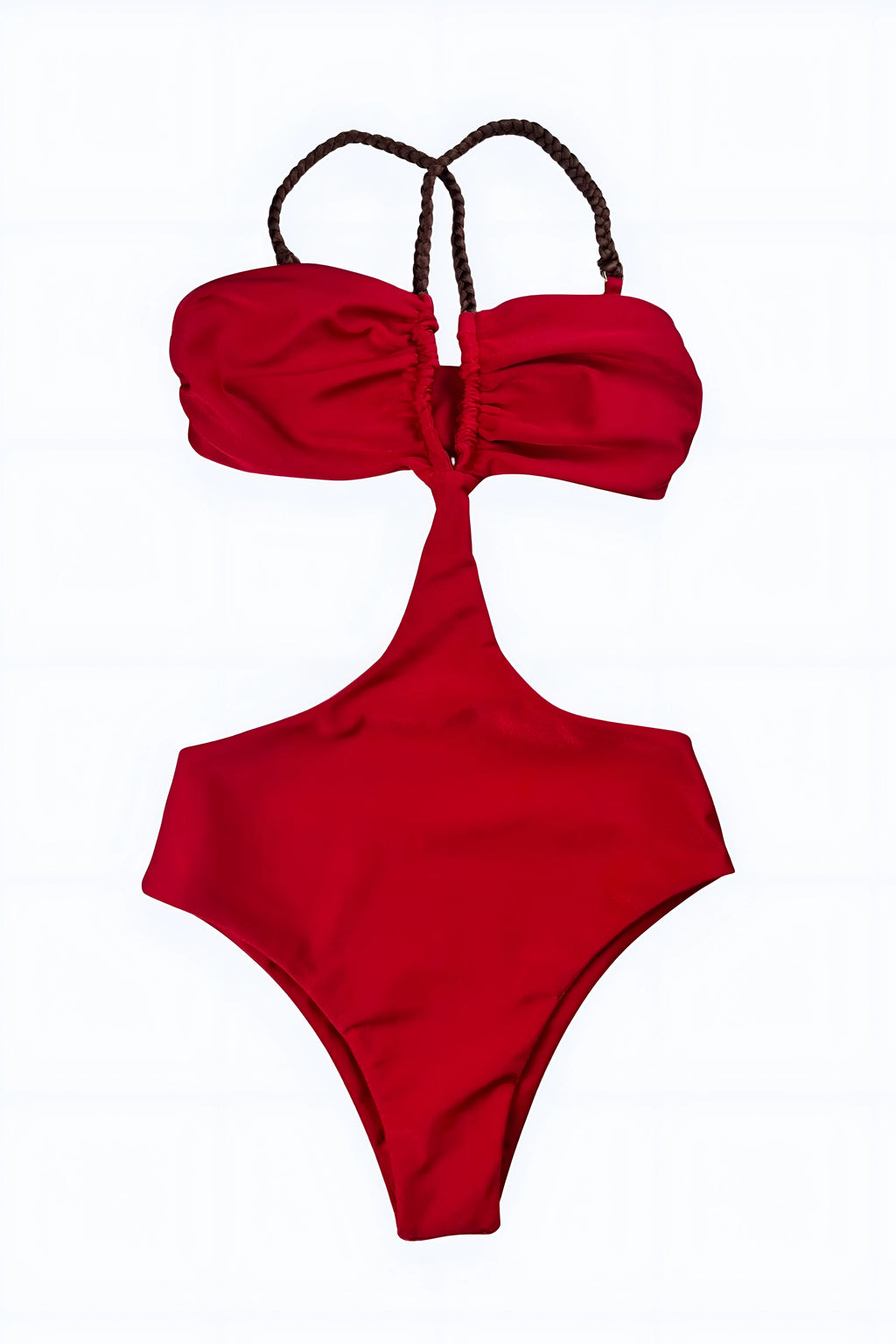 Bali Monokini Braided Straps Christmas Red — Brazilian One Piece Fitness Swimsuit